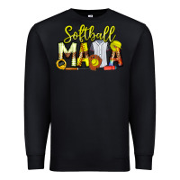 Black Softball Mama Premium Sweatshirt - CowhideDigitalArt