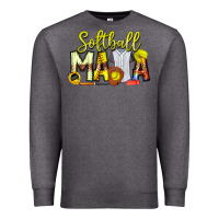 Charcoal Heather Softball Mama Premium Sweatshirt - CowhideDigitalArt