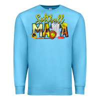 Ocean Blue Softball Mama Premium Sweatshirt - CowhideDigitalArt