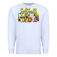 White Softball Mama Premium Sweatshirt - CowhideDigitalArt