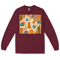 Burgundy Fall Pumpkins Long Sleeve Tee - texasbilliewilder