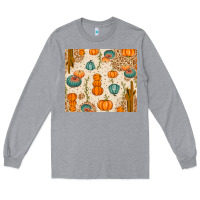 Heather Grey Fall Pumpkins Long Sleeve Tee - texasbilliewilder