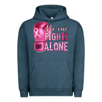 Pigment Midnight Navy Breast cancer no one fights alone boxing Urban Hoodie - Artiststas