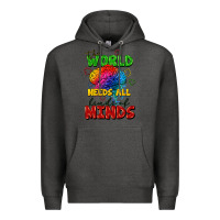 Charcoal Heather The world needs all kinds of minds Premium Hoodie - FaDigitalArtStudio