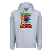 Heather Grey The world needs all kinds of minds Premium Hoodie - FaDigitalArtStudio
