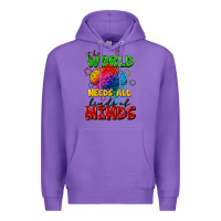 Purple The world needs all kinds of minds Premium Hoodie - FaDigitalArtStudio