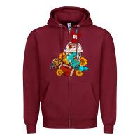 Burgundy Football Frappe Coffee Zipper Hoodie - FaDigitalArtStudio