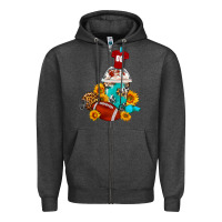 Charcoal Heather Football Frappe Coffee Zipper Hoodie - FaDigitalArtStudio