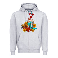 Heather Grey Football Frappe Coffee Zipper Hoodie - FaDigitalArtStudio