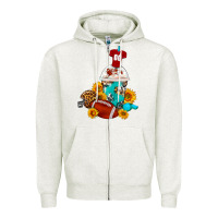 Oatmeal Heather Football Frappe Coffee Zipper Hoodie - FaDigitalArtStudio