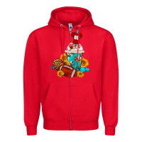Red Football Frappe Coffee Zipper Hoodie - FaDigitalArtStudio