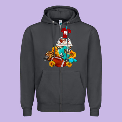 Football Frappe Coffee Zipper Hoodie Designed By Fadigitalartstudio