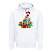 White Football Frappe Coffee Zipper Hoodie - FaDigitalArtStudio