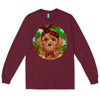 Burgundy Christmas Toy Poodle Long Sleeve Tee - RanaPortraitStore