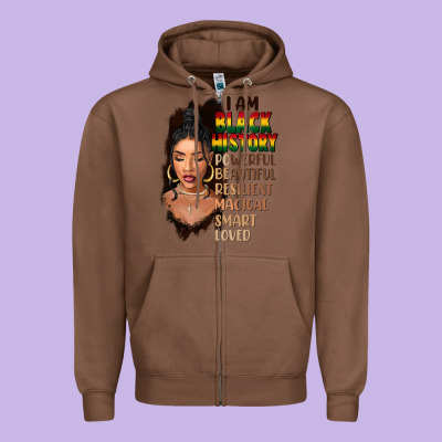 I Am Black History Black Girl Zipper Hoodie Designed By Fadigitalartstudio