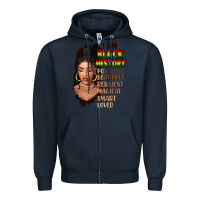 Navy I am black history black girl Zipper Hoodie - FaDigitalArtStudio