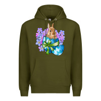 Army Green easter bunny egg flowers Premium Hoodie - RanaPortraitStore