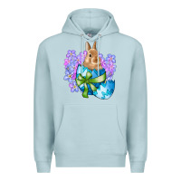 Blue Mist easter bunny egg flowers Premium Hoodie - RanaPortraitStore