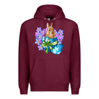 Burgundy easter bunny egg flowers Premium Hoodie - RanaPortraitStore