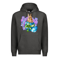 Charcoal Heather easter bunny egg flowers Premium Hoodie - RanaPortraitStore