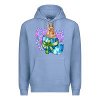 Colony Blue easter bunny egg flowers Premium Hoodie - RanaPortraitStore