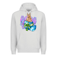 Dove Grey easter bunny egg flowers Premium Hoodie - RanaPortraitStore