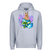 Heather Grey easter bunny egg flowers Premium Hoodie - RanaPortraitStore