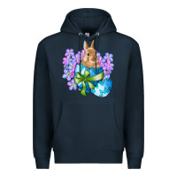 Navy easter bunny egg flowers Premium Hoodie - RanaPortraitStore