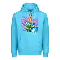 Ocean Blue easter bunny egg flowers Premium Hoodie - RanaPortraitStore