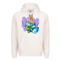 Pale Pink easter bunny egg flowers Premium Hoodie - RanaPortraitStore