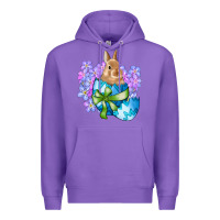 Purple easter bunny egg flowers Premium Hoodie - RanaPortraitStore
