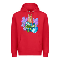 Red easter bunny egg flowers Premium Hoodie - RanaPortraitStore