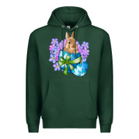Sports Green easter bunny egg flowers Premium Hoodie - RanaPortraitStore