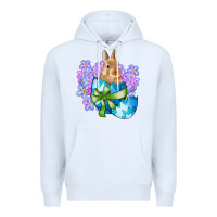 White easter bunny egg flowers Premium Hoodie - RanaPortraitStore
