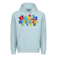 Blue Mist Embrace differences Premium Hoodie - FaDigitalArtStudio