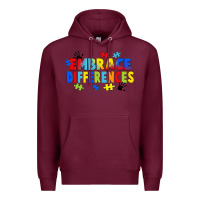 Burgundy Embrace differences Premium Hoodie - FaDigitalArtStudio