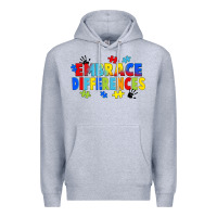Heather Grey Embrace differences Premium Hoodie - FaDigitalArtStudio