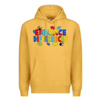 Mustard Embrace differences Premium Hoodie - FaDigitalArtStudio