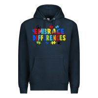 Navy Embrace differences Premium Hoodie - FaDigitalArtStudio