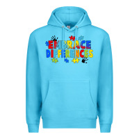 Ocean Blue Embrace differences Premium Hoodie - FaDigitalArtStudio