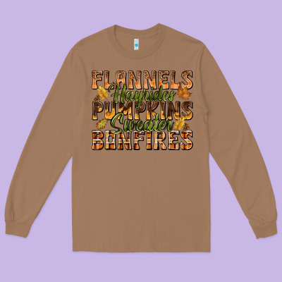 Flannels Hayrides Pumpkins Long Sleeve Tee Designed By Texasbilliewilder