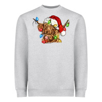 Heather Grey christmas heifer cow Heavyweight Sweatshirt - CowGirlArtShop