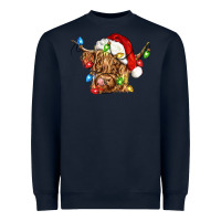 Navy christmas heifer cow Heavyweight Sweatshirt - CowGirlArtShop