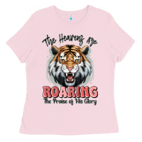 Bubblegum Pink the heavens are roaring tiger Ladies Tee - MaliasSmallBusiness