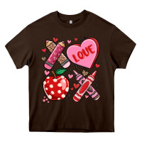 Chocolate Brown valentine xoxo teacher Heavy Core Tee - MaliasSmallBusiness