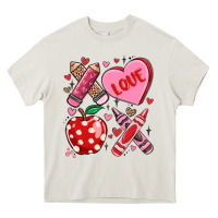Cream valentine xoxo teacher Heavy Core Tee - MaliasSmallBusiness