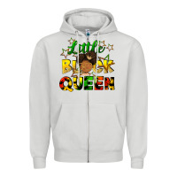 Dove Grey Little black queen Zipper Hoodie - FaDigitalArtStudio