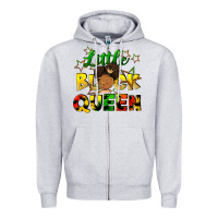 Heather Grey Little black queen Zipper Hoodie - FaDigitalArtStudio