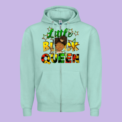 Little Black Queen Zipper Hoodie Designed By Fadigitalartstudio