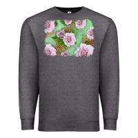 Charcoal Heather Pink Roses Background Premium Sweatshirt - LillyAllenDesigns